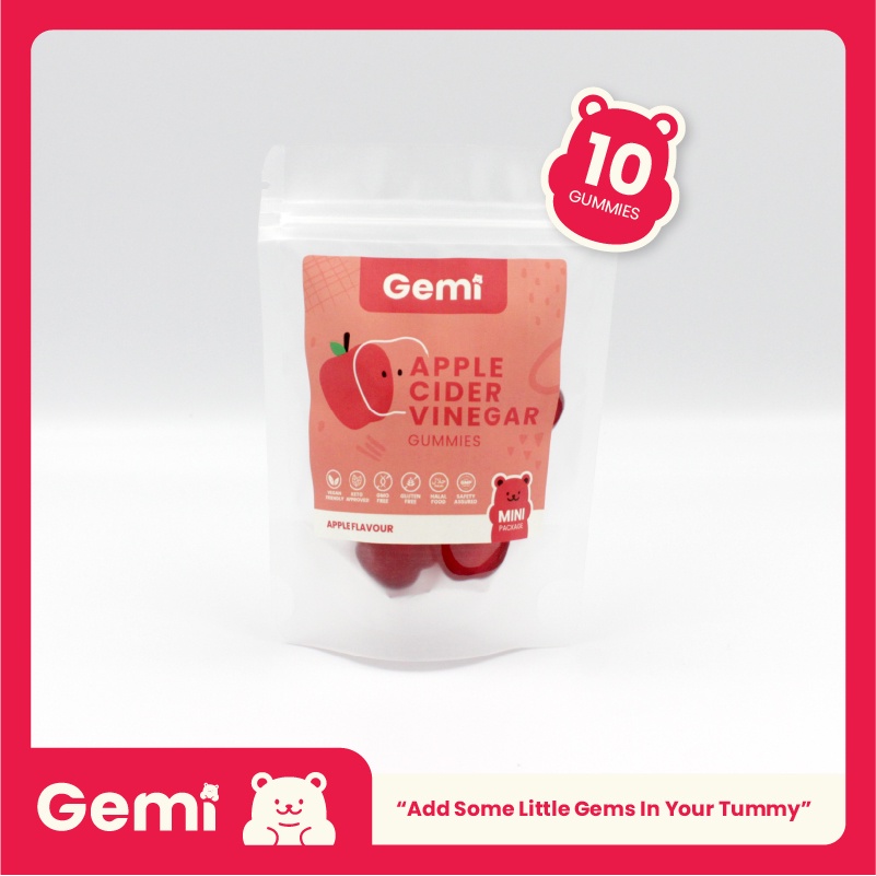 Gemi เจมมี่ แอปเปิ้ลไซเดอร์วิเนการ์ แบบซอง 10 เม็ด / Gemi Apple Cider Vinegar Small pack 10 gummies / GemiGummi