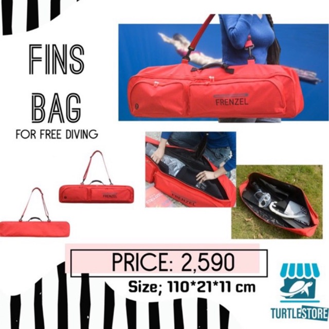 Fins Travel Bag กระเป๋าใส่ฟิน Freedive ใหญ่จุได้เยอะ สามารถใน่ฟินได้2คู่ มีรูสะเด็ดน้ำ 4 รู