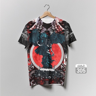 Loso store เสื้อยืดพิมพ์ลายอีกา นักรบ ตัวตลก