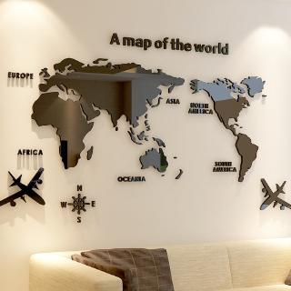 【Zooyoo】 สติ๊กเกอร์ติดผนัง 3D acrylic World Map Wall Stickers