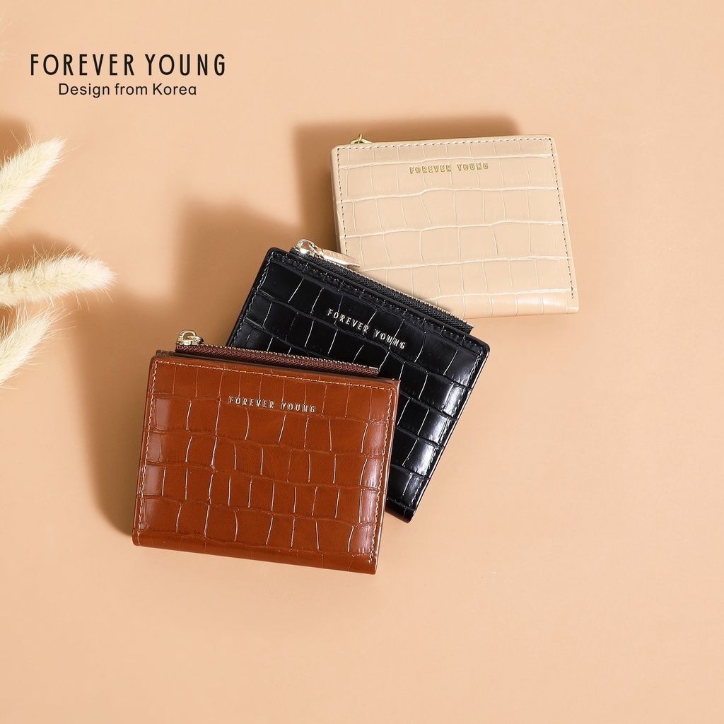8103-002 Forever youngแท้ กระเป๋าสตางค์ใบสั้นผู้หญิง แบบใบเล็ก ทรงแฟชั่นเกาหลี