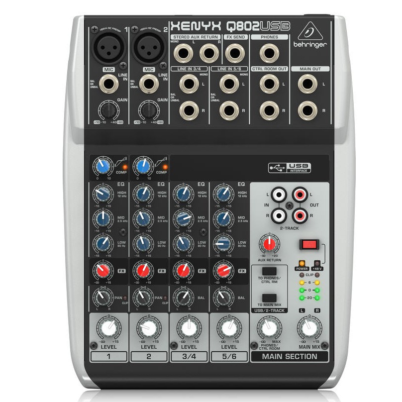 BEHRINGER XENYX Q802 USB มิกเซอร์ 8 input มาพร้อม audio interface USB