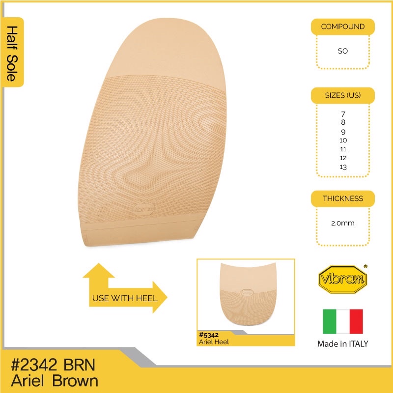 Vibram 2343 Half Soles 5342 Heel Anti Slip Protective Sole and Heel (ผลิตในอิตาลี)