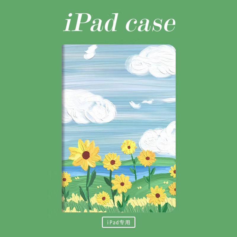 iPad Case เล็กสด ดอกไม้สีเหลือง ipad pro 9.7 pro 10.5 Gen8 เคสiPad,Air3 Air4 7.9 Mini3 4 5 11pro2021 ฝาครอบป้องกันหนัง