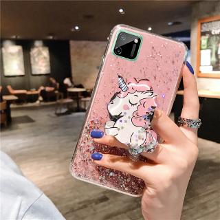 เคสโทรศัพท์ Realme C11 2021 /RealmeC11 2020 Cute Cartoon Unicorn Glitter Bling Transparent Softcase Full Stars With Water Stand Holder เคส เรียวมี C11