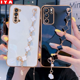 เคสซิลิโคน ลายใบโคลเวอร์ พร้อมสายคล้อง สําหรับ OPPO A16 A15 A95 A15S A54 A74 A94 A53 A3S A5S A7 A12 A52 A92 A55 Reno 5F 4F