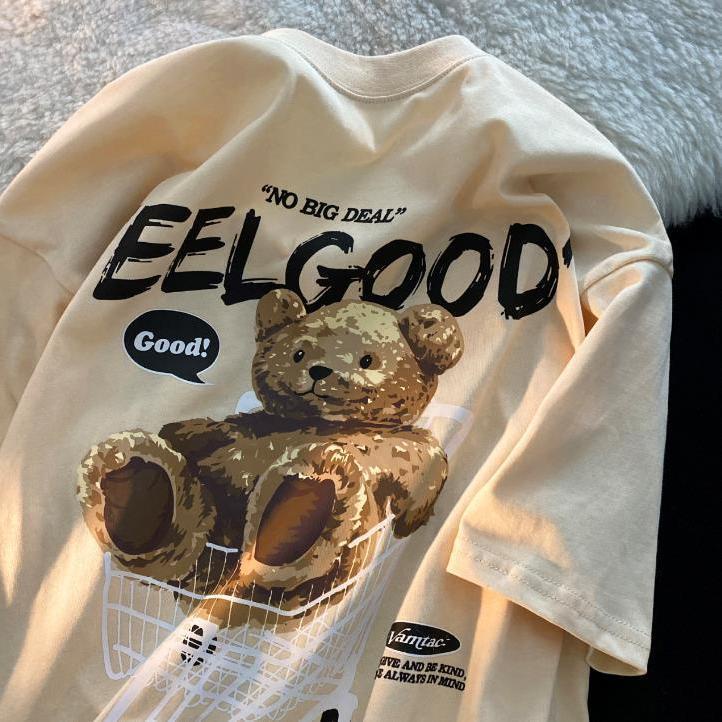 เสื้อยืดแขนสั้น พิมพ์ลาย ทรงหลวม โอเวอร์ไซซ์ สไตล์เกาหลีวินเทจ ขนาดใหญ่ ไซซ์ XXL สําหรับผู้หญิง