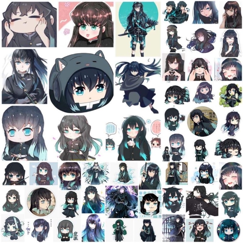 สติ๊กเกอร์ Muichirou Kimetsu no yaiba 30-60 ผ้าไหมที่แตกต่างกันกด/Tokitou Muichirou Ha Tru สติกเกอร์