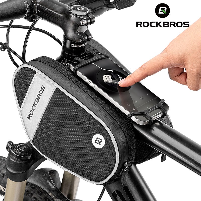 【Fulfilled by Shopee】ROCKBROS กระเป๋าติดกรอบจักรยาน 360° ที่วางโทรศัพท์ซิลิโคน หมุนได้ ความหนาแน่นสูง ความจุ 1.5 ลิตร ทนต่อการสึกหรอ