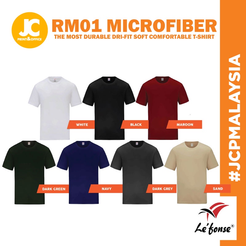 JCP x LEFONSE เสื้อยืด Microfiber Dri-Fit ทนทานที่สุด RM01 เสื้อยืดชุดกีฬา Unisex Baju Koshang - RM0