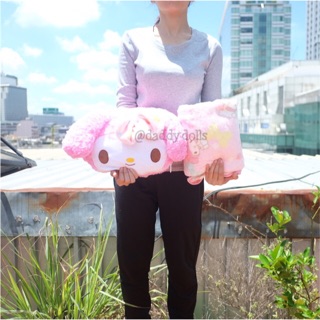 หมอนผ้าห่ม หัว My Melody มายเมโลดี้ สีชมพูเข้ม Sanrio ซานริโอ้ 10นิ้ว (100x150cm)