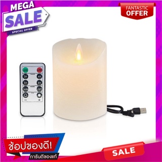 เทียน LED CLAIRE WAX REMOTE RECHARGE DIM 4 นิ้ว 0.3 วัตต์ WARMWHITE สีขาว เทียน LED LED PILLAR CANDLE CLAIRE WAX REMOTE