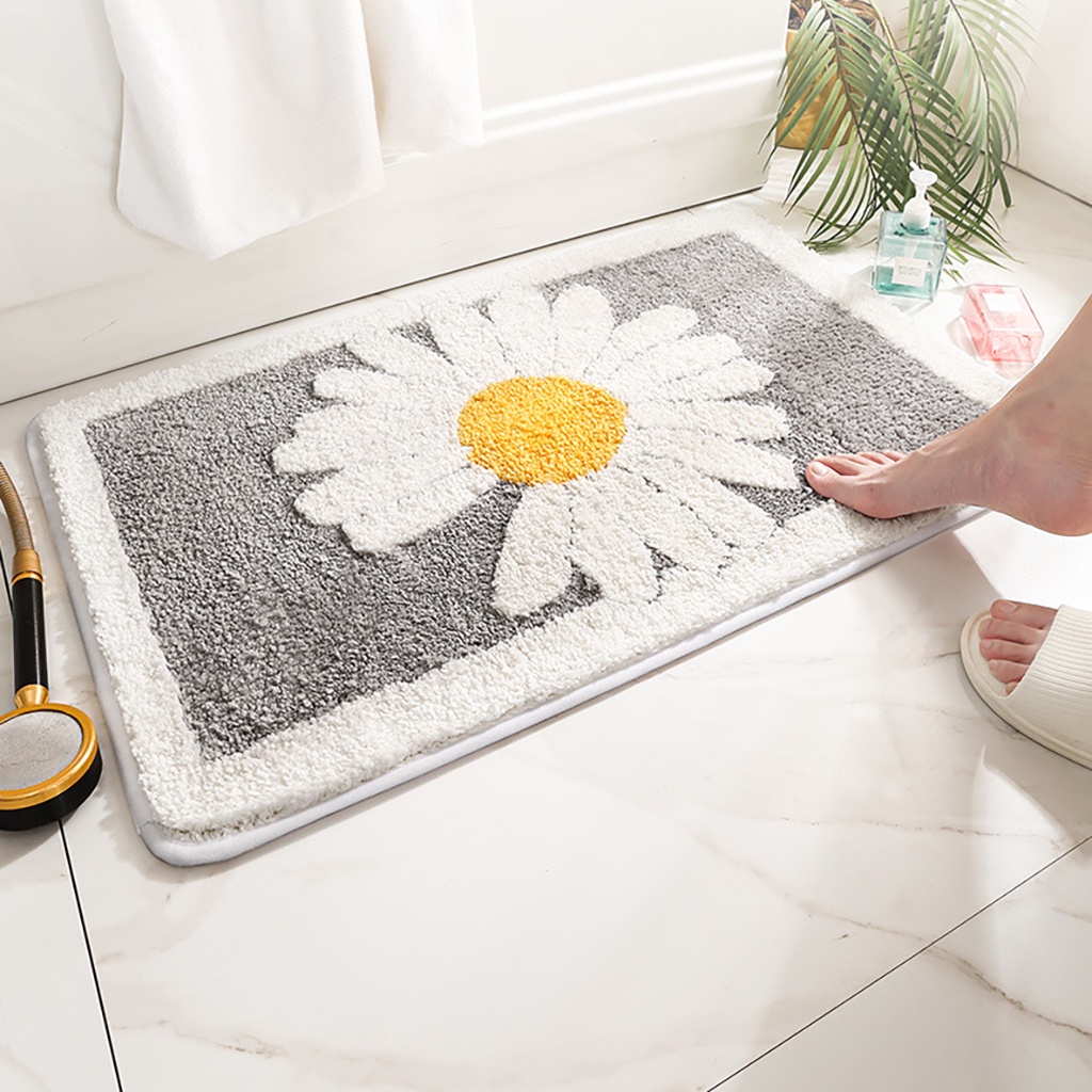 พรมเช็ดเท้าประตูห้องน้ําและห้องนั่งเล่นระดับพรีเมี่ยม - ธีมดอกเบญจมาศ TCCC08