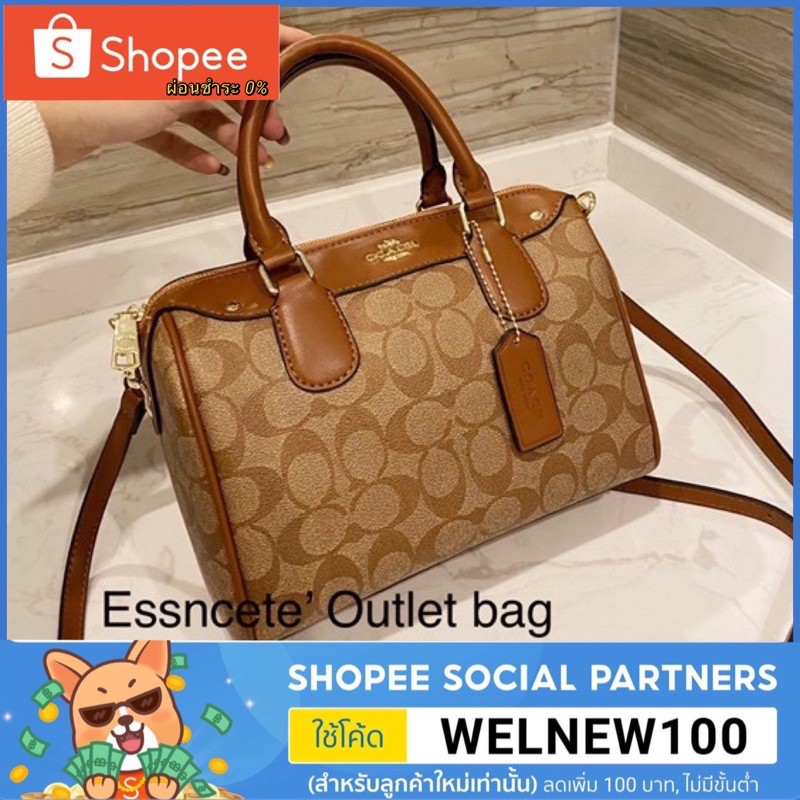 COACH กระเป๋าสะพายทรงหมอน Mini Bennett Satchel In signature รุ่น F32203 ขนาด ยาว 9 x สูง 6.5 x กว้าง