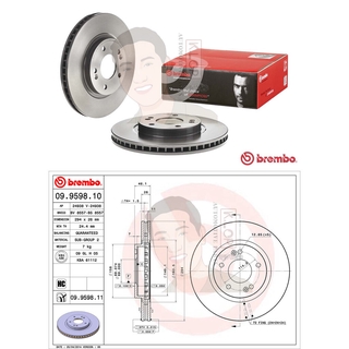 09 9598 11 จานเบรค ล้อ F (ยี่ห้อ BREMBO) รุ่น HC UV HYUNDAI Santafe ปี 2000-&gt;