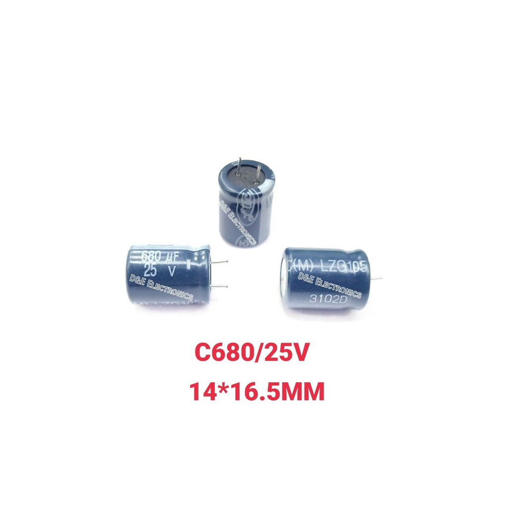 C Capacitor 680uF25V Electrolite (10 ตัว) (เลือกขนาดได้)  ตัวเก็บประจุ อิเล็กโทรไลต์ คาปาซิเตอร์ *!SALES!*