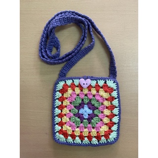 กระเป๋าสะพายโครเชต์ Coloyrful Granny squar Crossbody Bag