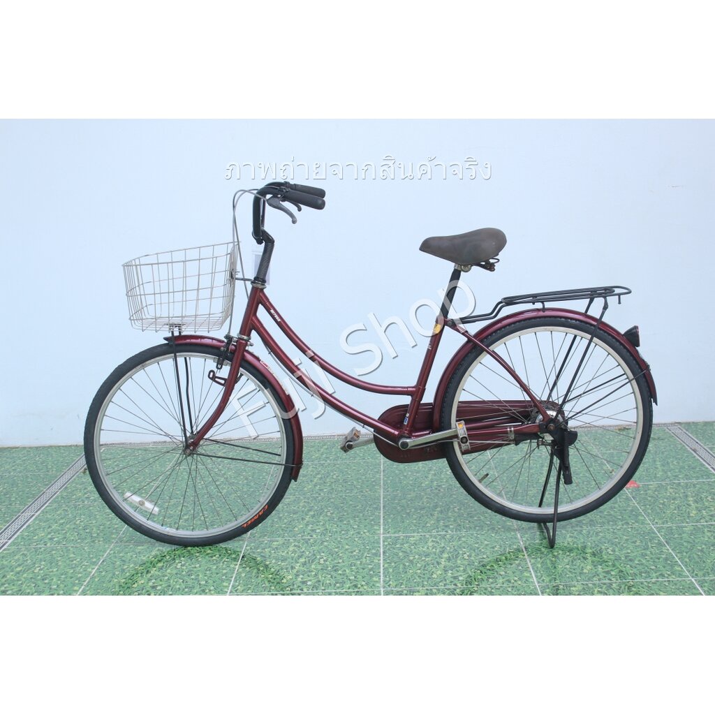 จักรยานแม่บ้านญี่ปุ่น - ล้อ 24 นิ้ว - ไม่มีเกียร์ - สีแดง [จักรยานมือสอง]