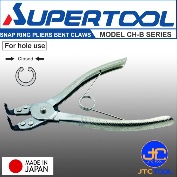 Supertool คีมหุบแหวนปากงอ รุ่น CH-B มี 3 ขนาด - Snap Ring Pliers Bent Claws Size 8-25mm. , 14-60mm. and 40-100mm.