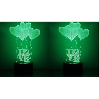 โคมไฟ LED ตกแต่ง Love เสมือน 3 มิติ ของขวัญให้คนพิเศษ เปลี่ยนสีเองได้ x 2 อัน