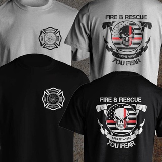 เสื้อยืด คอกลม เข้ารูป พิมพ์ลาย Volunteer Firefighter Dept Fireman Fight Your Fear แฟชั่นสําหรับผู้ชายSize S-5XL