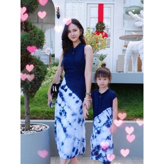 เดรสเเขนกุดเเหวกข้างเข้ารูปชุดคู่เเม่ลูกใส่คู่น่ารักๆ👩‍👧