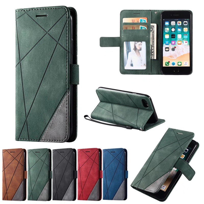 สําหรับiPhone XR X XS Max 6 6s 7 8 Plus 11 Pro Max SE2 SE3 SE 2020 2022 หนังPU Folioฝาครอบสีกระเป๋าสตางค์คลาสสิกขาตั้งผู้ถือบัตรกรณีพลิก