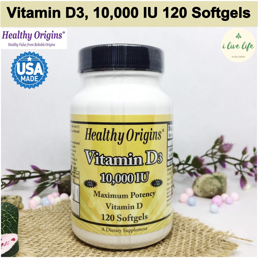 ว ตาม นด 3 Vitamin D3 10 000 Iu 1 Softgels Healthy Origins ว ตาม นด Vitamind 3 Shopee Thailand