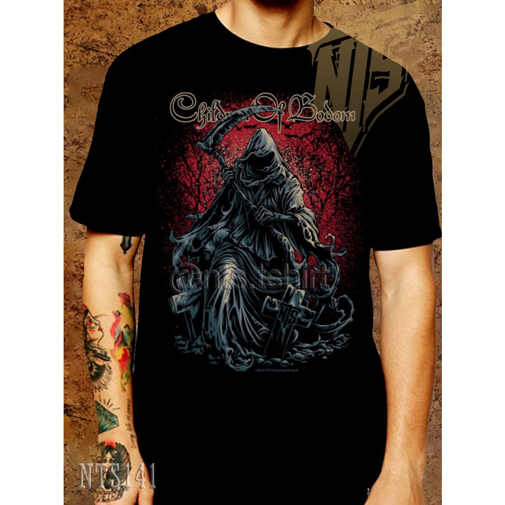 NTS 141 Children Of Bodom ROCK เสื้อยืด ลายวงดนตรี ซิลค์สกรีน ผ้าคอตตอนหนานุ่ม ไม่หดไม่ย้วย สีดำ S M L XL XXL