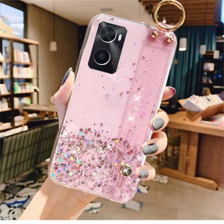 New เคสโทรศัพท์ OPPO A96 4G Find X5 Pro 2022 Fashion with Wrist Strap Holder Bling Transparent Cover OppoA96 FindX5Pro เคส Starry Sky Soft Case