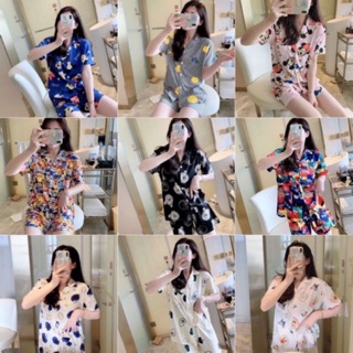 ⚡️พร้อมส่ง⚡️ชุดนอนเสื้อคอปกแขนสั้น -กางเกงขาสั้น