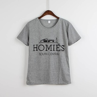 เสื้อแฟชั่น คอกลม แขนสั้น ลาย HOMIES สีเทา