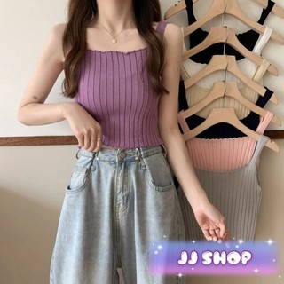 JJ Shop💜พร้อมส่ง เสื้อกล้ามไหมพรม ผ่าร่อง ผ้านิ่มใส่สบาย "6732"