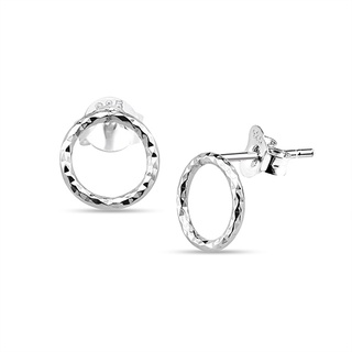 Silver thai Silver 9mm Circle Diamond Cut Stud Earringต่างหูเงินแท้925แบบวงกลมเงินแท้เหมาะสำหรับคนแพ้ง่าย