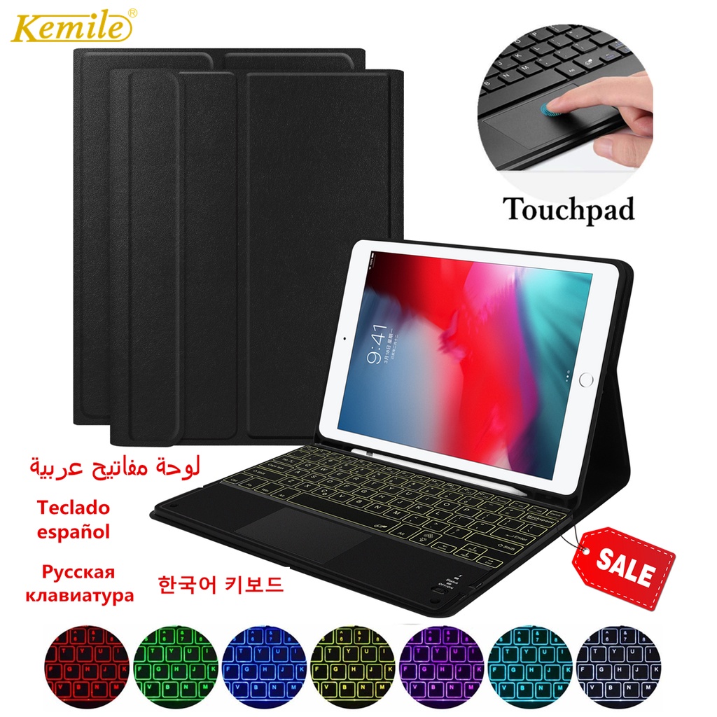 Backlit touchpad Keyboard Case for iPad Air 4 10.9 8th 9th 10.2 Pro 11 2021 Air 3 10.5 9.7 Cover W P