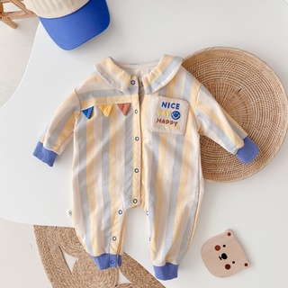 Spring And Autumn Boys Striped Long Sleeve Romper