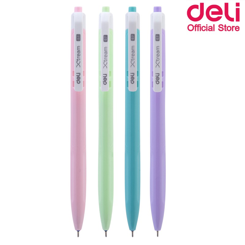 Deli Q03336 Ball point pen ปากกาลูกลื่นหมึกน้ำเงิน เส้น 0.7 mm แพ็ค 4 แท่ง ปากกา ปากกาลูกลื่น อุปกรณ