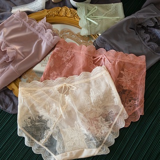 Satin + Lace Panty กางเกงในลูกไม้ เซ็กซี่ ผ้าลื่น ระบายอากาศ