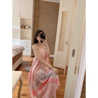 พีช/ชม/มิ้นต์ SLYQ 🔫 DEL MAR HALTER TIE DYE MAXI DRESS