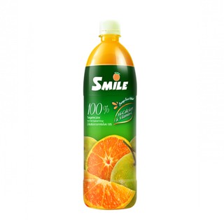 สไมล์ น้ำส้มคั้นแท้ผสมเนื้อส้ม 100% พาสเจอร์ไรซ์ 1 ลิตร Smile Fresh orange juice, 100% pasteurized orange juice, 1 liter