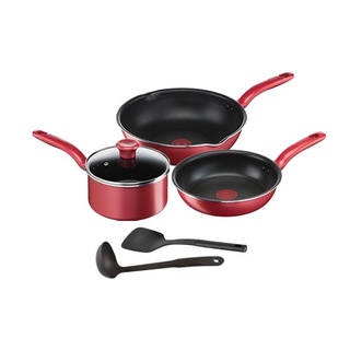 Tefal Cooking Set เซ็ตอุปกรณ์ทำอาหาร ก้นอินดักชั่น So Chef 6 ชิ้น กระทะก้นลึกขอบ 2 หยักขนาด 28 ซม