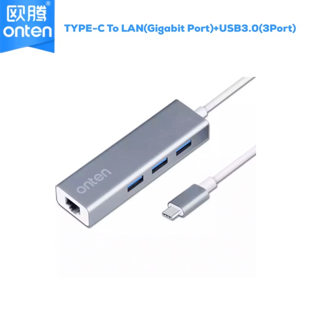 ONTEN U-9593 TYPE-C To Lan(Gigabit Port)+USB 3.0(3Port)