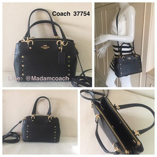 พร้อมส่ง ของแท้ Coach 37754 Mini Brooke Carryall Floral Rivets Leather Crossbody Black