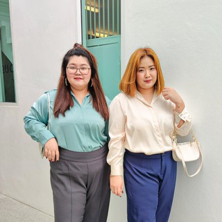 ❤SILKY SHIRT❤ เสื้อเชิ้ตแขนยาวสำหรับสาว Plus size  ผ้า Silk Satin อย่างดี นิ่มลื่น ใส่สบายมากๆ พร้อมส่งทุกแบบ