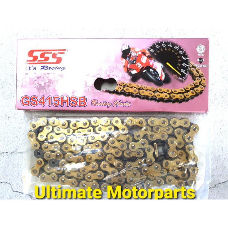 SSS Racing Chain 415 122L Gold Chain Rantai Emas GS415HSB Heavy Duty Racing Chain