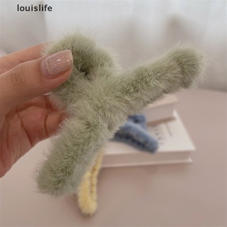 LETH Winter Plush Hair Claw Elegant Acrylic Hairpins Faux Fur Hair Clip Barrette Crab Vary