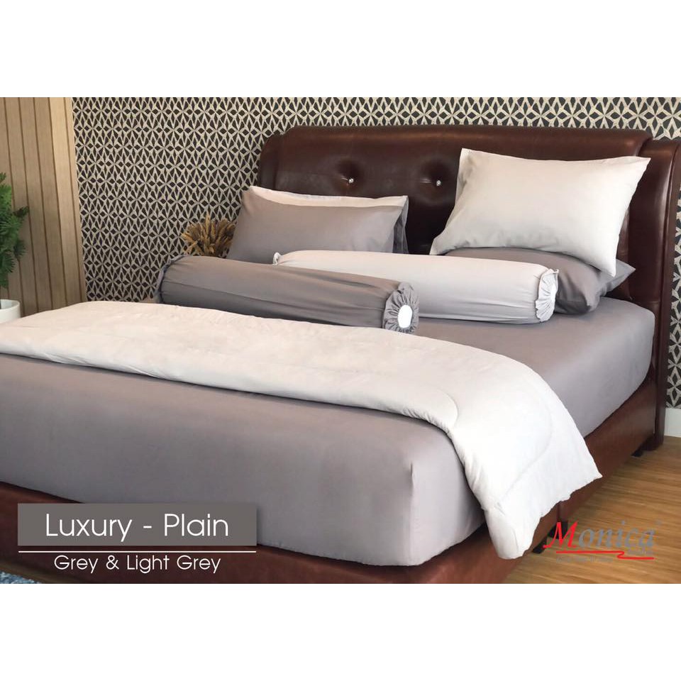 Monica Bedding ชุดผ้าปูที่นอนCotton Microทอ 450 เส้นด้ายGray&Light Gray(ทูโทน)