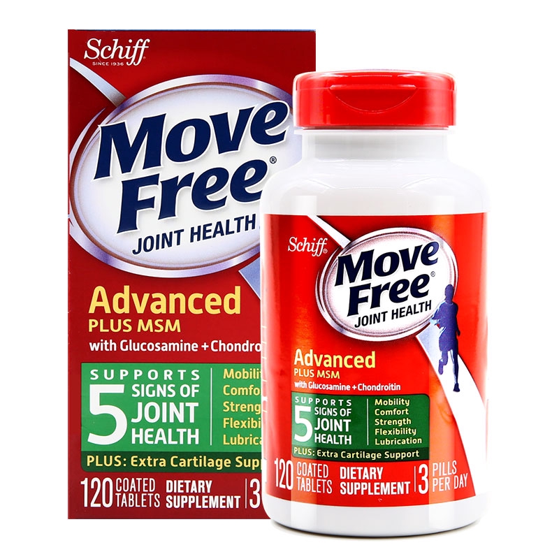 Move Free Joint Health, Advanced Plus MSM with Glucosamine, 120 Coated  Tablets