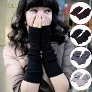 Yolo ถุงมือยาวผ้าถักโครเชต์หลากสีสันสําหรับผู้หญิง