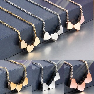 Elegant Three Love Hearts เสน่ห์สร้อยคอจี้สร้อยคอผู้หญิงเครื่องประดับค็อกเทล